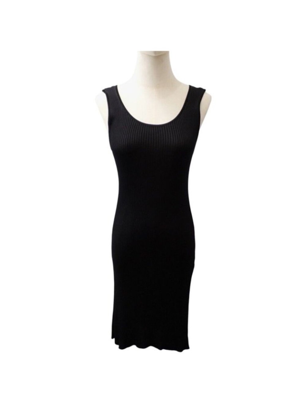Chanel Sleeveless Dress Rayon Black Spring Summer Fall CC Logo 40